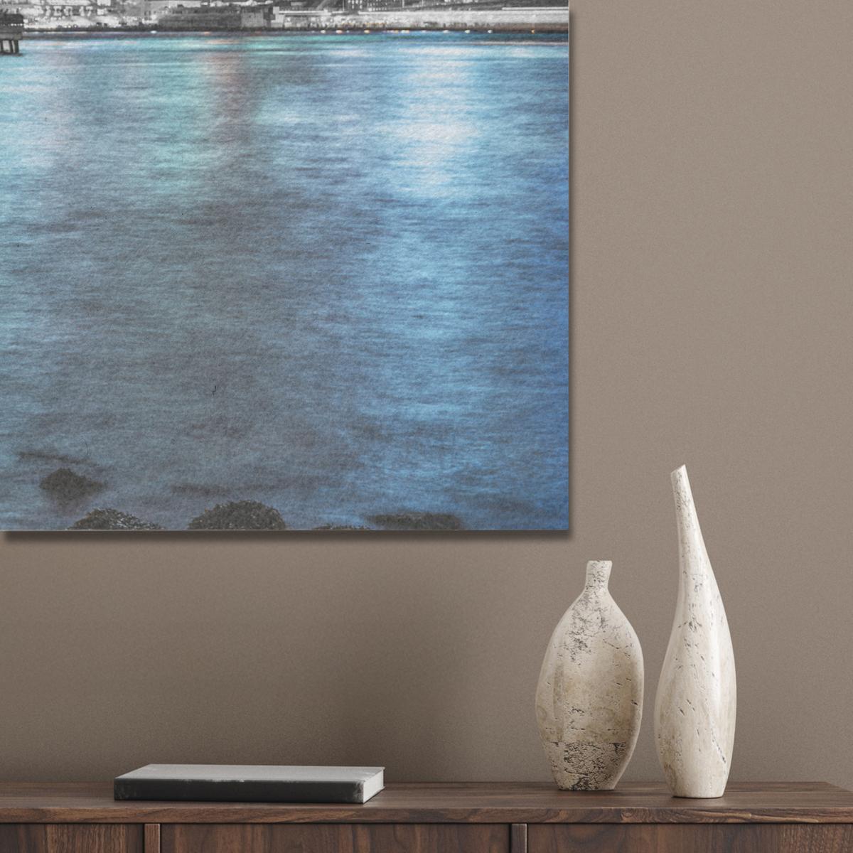 AKUSTIKBILD New York - Skyline - Stadt - Blau Akustikpaneele 90x90 cm - Blaugrau, Kunststoff (90/90/0.9cm) - MuchoWow