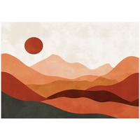 FOTOTAPETE Art Deco Gebirge Orange 350x250 cm - Multicolor, Papier (350/250cm) - Wallarena
