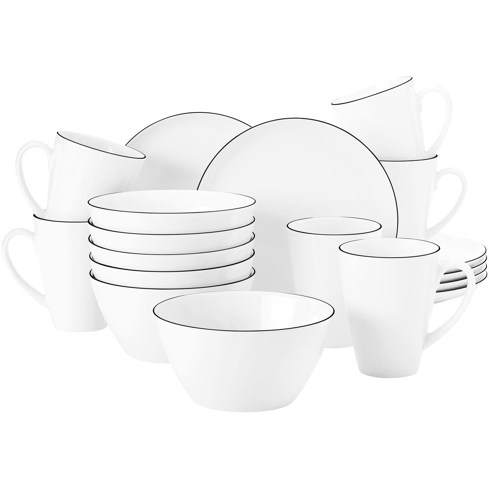 FRÜHSTÜCKS-SET Lido Black Line schwarz-weiß 18-tlg. - Schwarz/Weiß, Keramik (2/2/2cm) - Seltmann Weiden