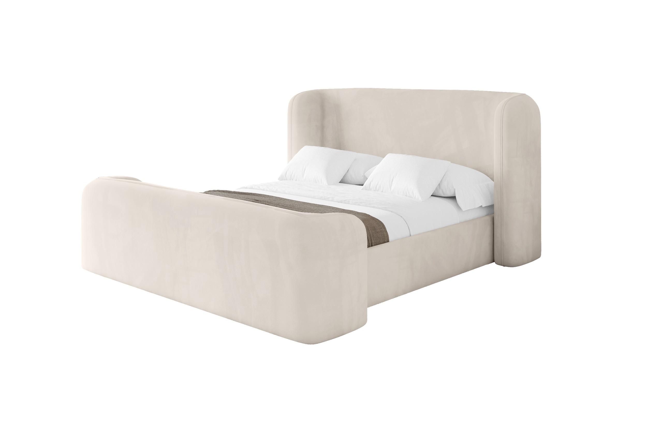 POLSTERBETT mit Bettkasten, Fußteil und Lattenrost, Boxbett ohne Matratze - ESTI-Z 140x200 Beige - Greige, Holzwerkstoff/Textil (140/200cm) - ALTDECOR