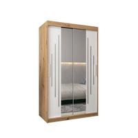 SCHWEBETÜRENSCHRANK 200/120/62 2-türig - Silberfarben/Weiß, Holz/Kunststoff (120/200/62cm) - Abiks Möbel