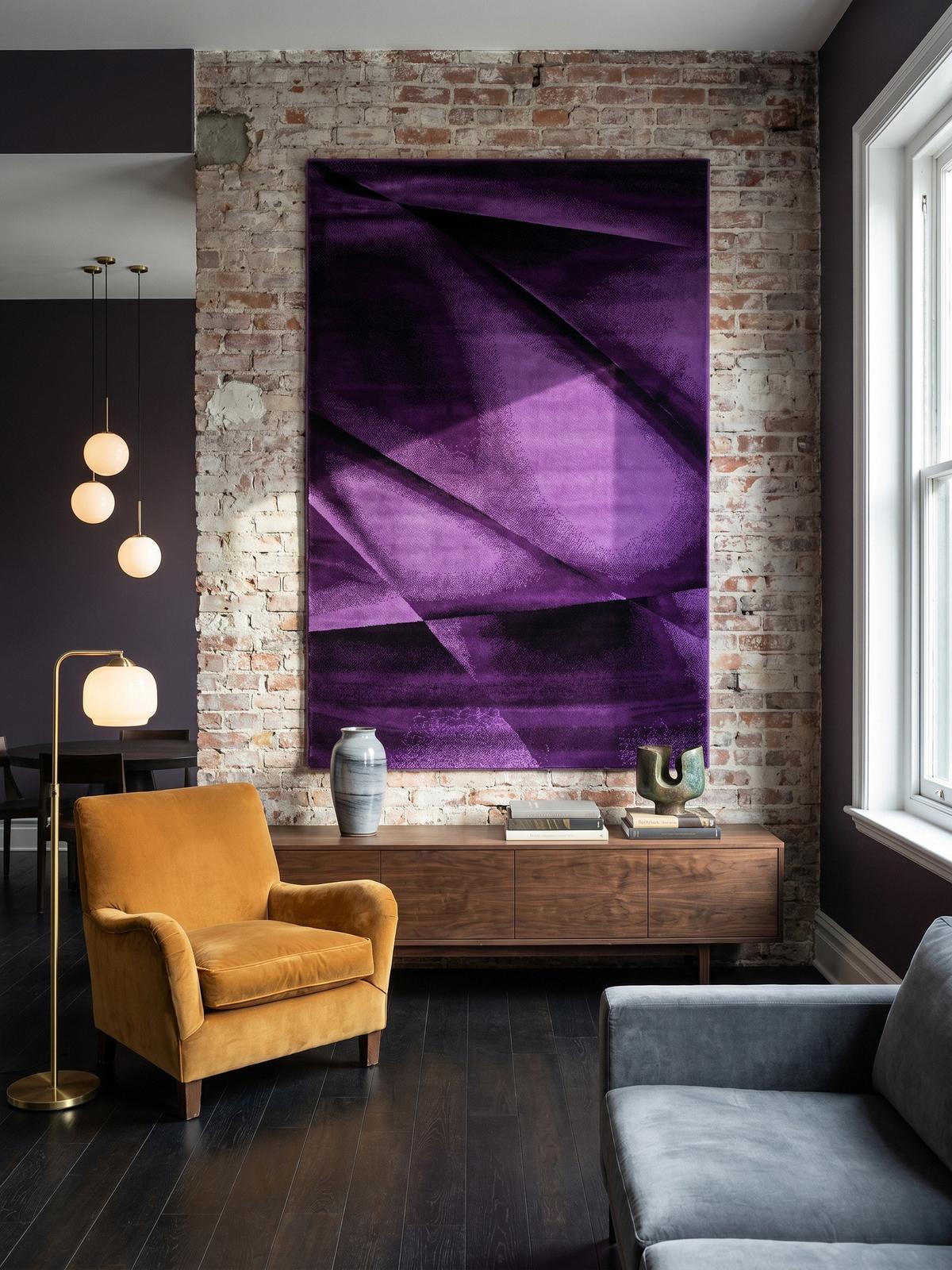 KURZFLORTEPPICH ASPEN, abstrakt, Violett, 80 x 150 cm - Lila, Textil (80/150cm) - KADIMA DESIGN