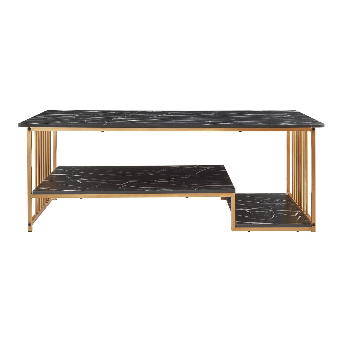 COUCHTISCH Klibro 120/60/42 cm - Goldfarben/Schwarz, Holzwerkstoff/Metall (60/120/42cm) - [en.casa]