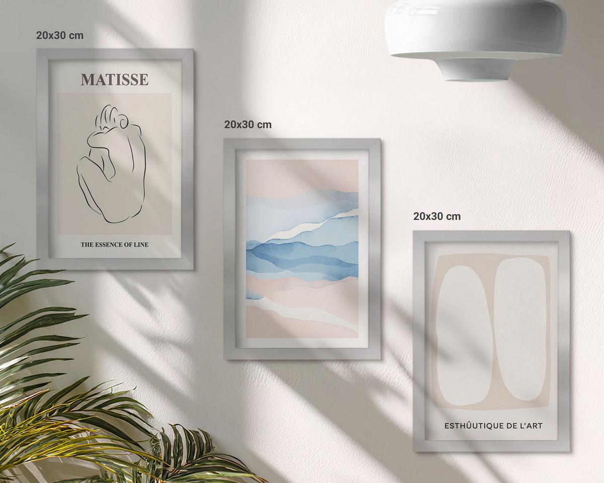 BILDER SET 3er Set - 20x30 cm Silberner Rahmen - Matisses abstrakte Formen - Silberfarben, Kunststoff (20/30cm) - TULUP