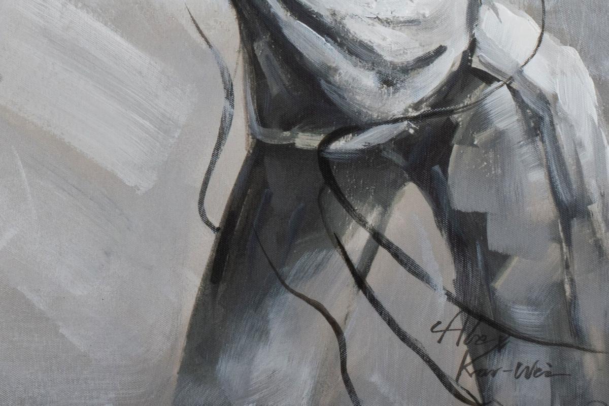 ACRYLBILD HANDGEMALT 80/80 cm - Grau, Holz/Textil (80/80cm) - KUNSTLOFT
