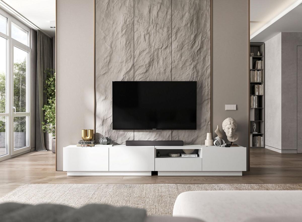 TV-LOWBOARD 2-er Set Enjoy Weiß Matt Loft Schublade 120 cm - Weiß, Holzwerkstoff (240/37/35cm) - Meble Lindner