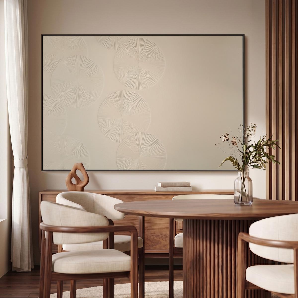 LEINWAND Bilder mit Rahmen - Japandi - Beige - Modern - 120x80 - Ecru, Textil (120/80cm) - MuchoWow