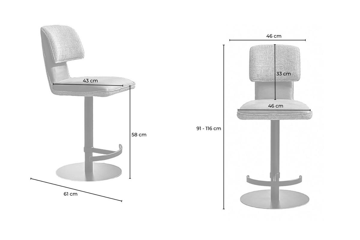 BARHOCKER LILIANA Grau Webstoff Drehbar (360°) (1er-Set) - Grau, Kunststoff/Textil (46/91/61cm) - KAWOLA