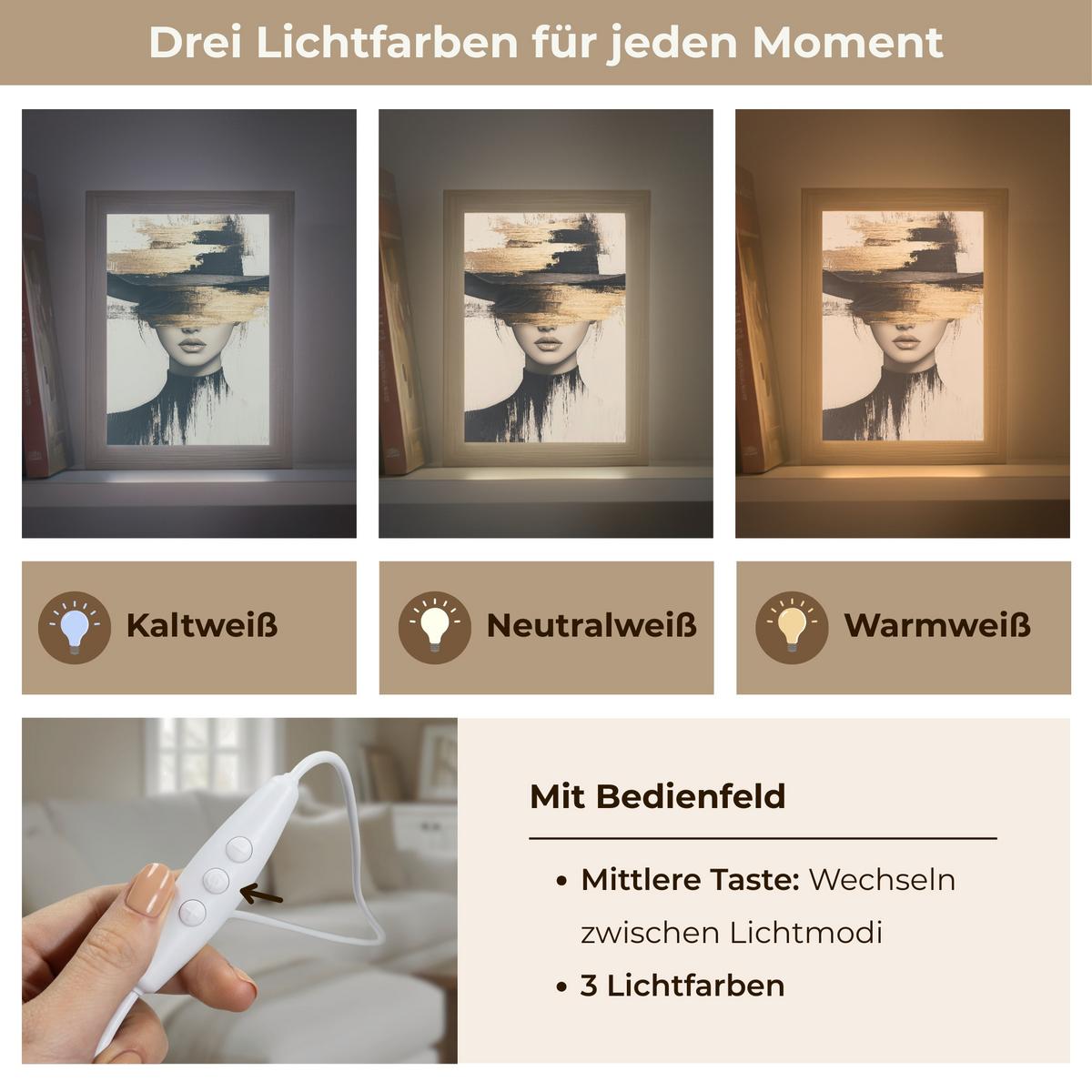 WANDLEUCHTE Frau - Hut - Farbe 15x20 cm - Creme, Holzwerkstoff (15/20/8cm) - OnlyWow