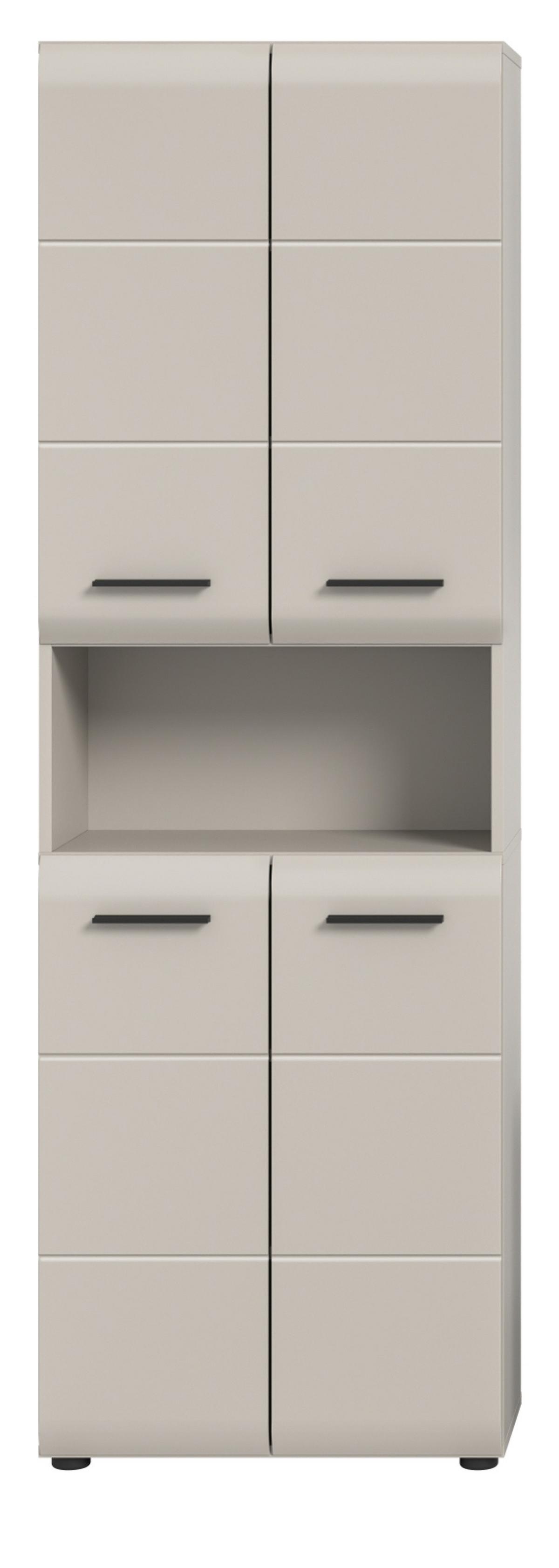 HOCHSCHRANK Kaschmir 60 x 185 cm, Badschrank mit viel Stauraum - Kaschmir/Schwarz, Holzwerkstoff/Kunststoff (60/185/30cm) - Inn.Furn