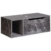 WASCHBECKENUNTERSCHRANK wandmontiertk 80 cm Schwarzer Marmor Cascavel - Schwarz, Holzwerkstoff (80/28/40cm) - Beliani