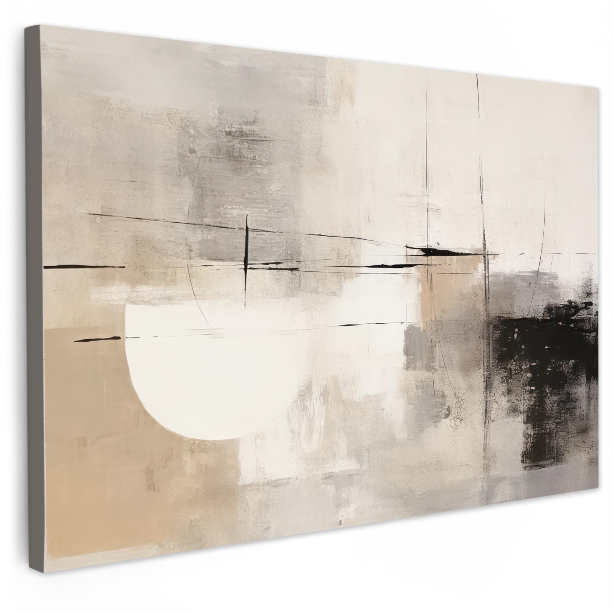 LEINWANDBILD Abstrakt - Kunst - Grau Gemälde 60x40 cm - Hellgrau, Textil (60/40cm) - MuchoWow