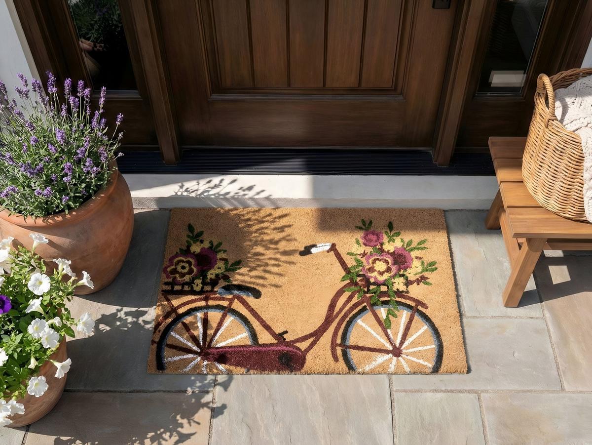 FUSSMATTE Naturfarben 45/75 cm Fahrrad Kokosfasern Avak - Naturfarben, Textil (45/75cm) - Beliani