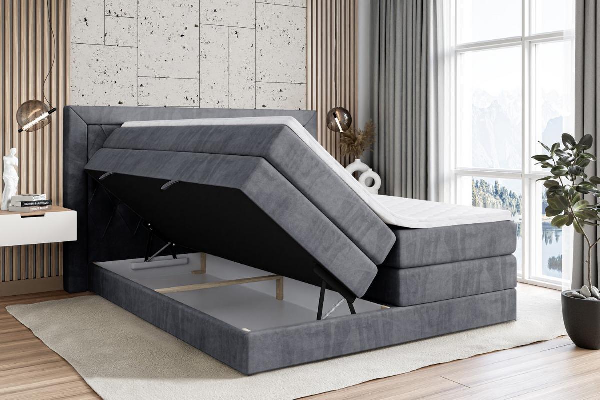 BOXSPRINGBETT NOEL KING - 140 x 200 - H3/H4 - Dunkelgrau - Dunkelgrau, Holzwerkstoff (140/200cm) - ALTDECOR