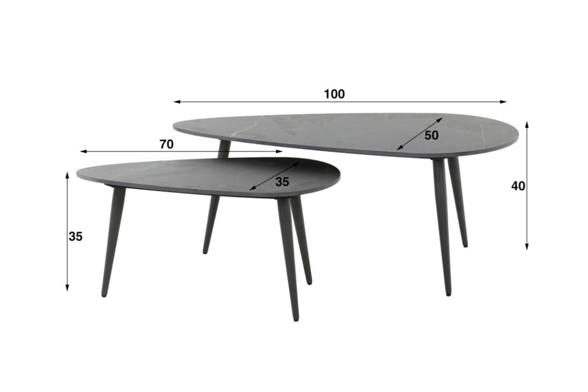 COUCHTISCH SERIDO 2ER SET Schwarz Keramik - Schwarz, Keramik/Metall (50/100/40cm) - KAWOLA