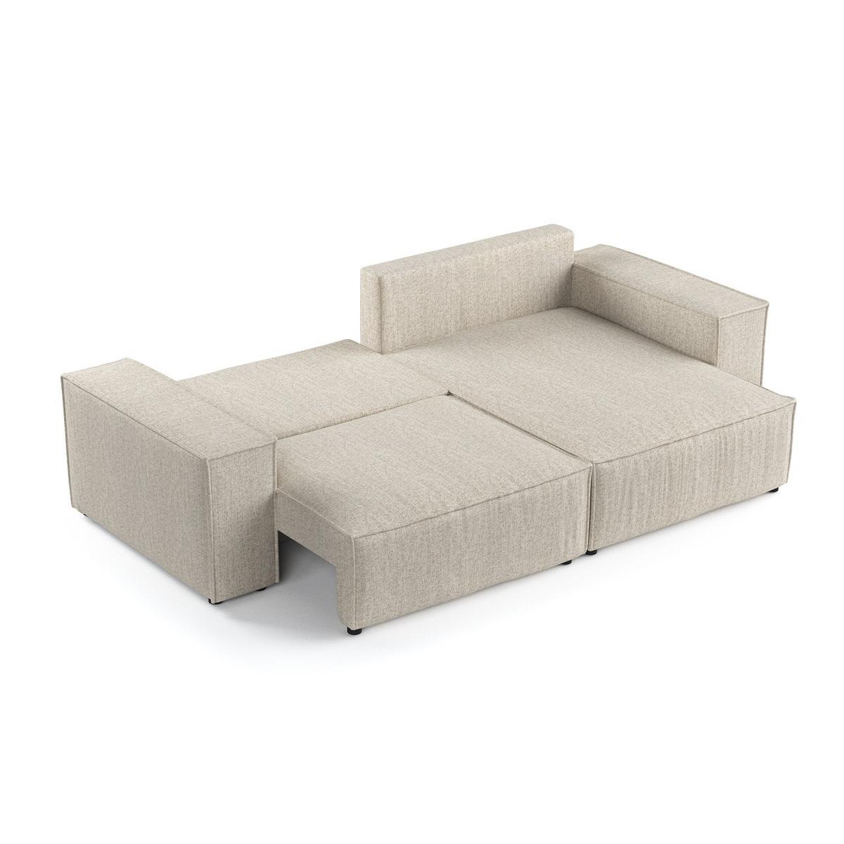 ECKSOFA CAVO mit Schlaffunktion Beige im City Stoff - Beige/Schwarz, Holz/Holzwerkstoff (255/148cm) - AltaBeds