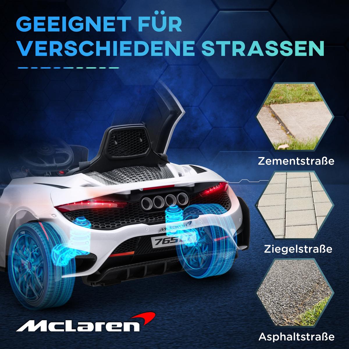 KINDER Elektroauto 12 V Kinderauto mit 2,4G Fernbedienung, MP3 Musik Weiß - Weiß, Metall (113/68/44cm) - AIYAPLAY