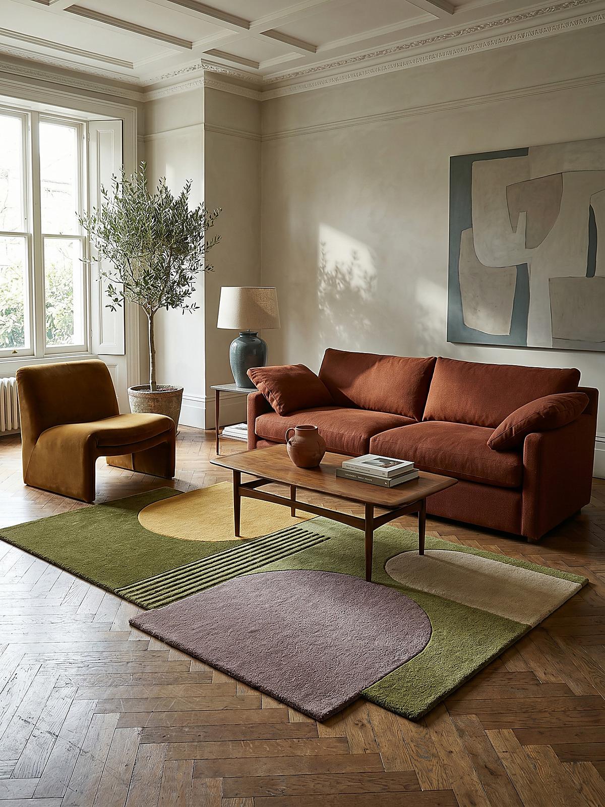 WOLLTEPPICH HALLEIN, abstrakt, aus Wolle, Grün, 200 x 290 cm - Grün, Textil (290/200cm) - KADIMA DESIGN