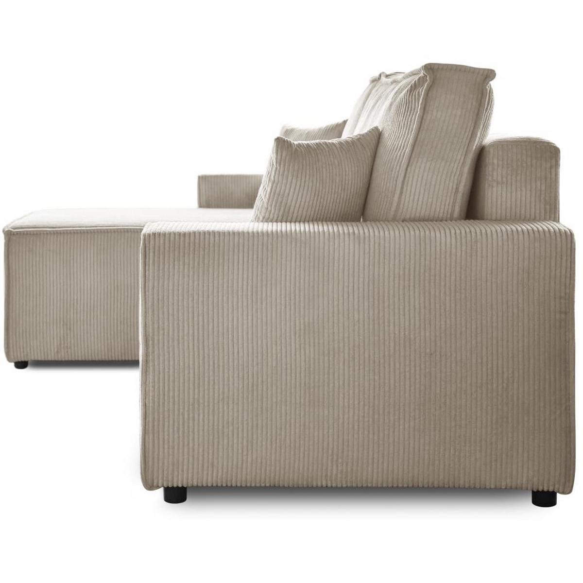 ECKSCHLAFSOFA mit Schlaffunktion Hektor, 247 cm, Ottomane 70 cm, beige - Beige/Schwarz, Kunststoff/Textil (247/152cm) - Beautysofa