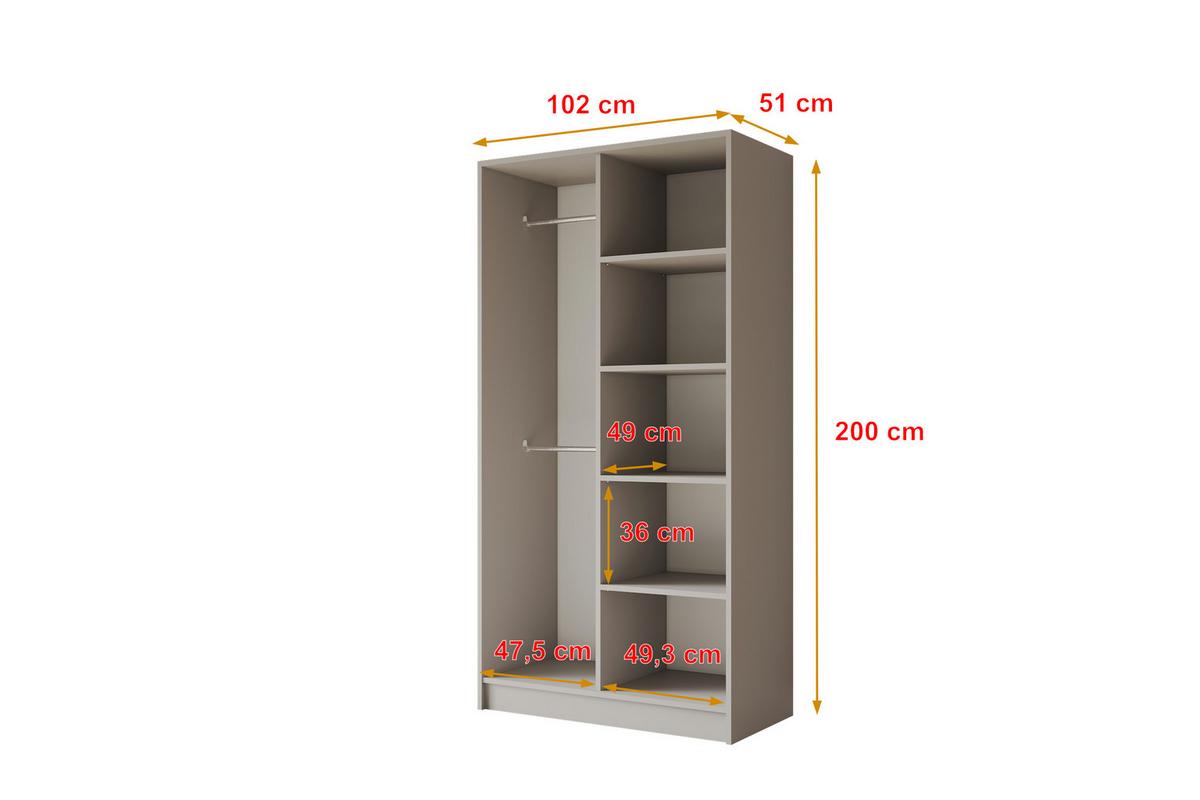 KLEIDERSCHRANK - LESE - 102 - Kaschmir - Kaschmir/Schwarz, Holzwerkstoff (102/200/51cm) - ALTDECOR