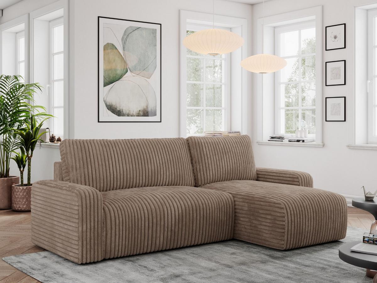 ECKSOFA ARGOS Braun Cord - Schwarz/Braun, Kunststoff/Textil (245/150cm) - MKS