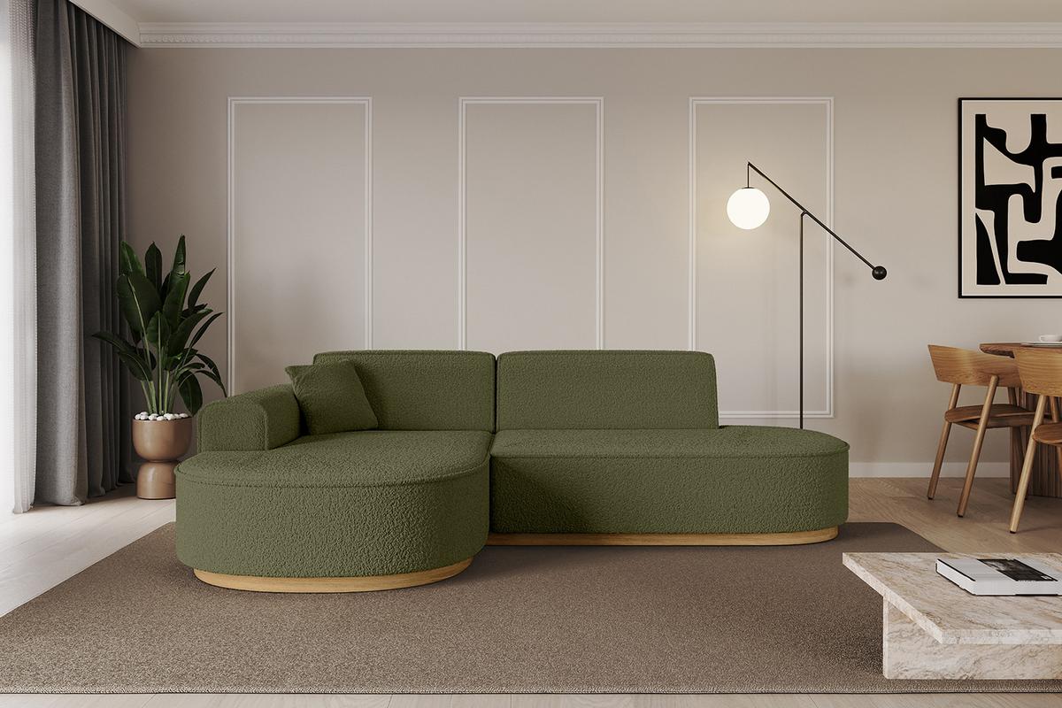 ECKSOFA Ottomane Links MARI-L1-v2 - 243x171x83 cm Grün Bouclé - Grün, Holzwerkstoff/Textil (243/171cm) - ALTDECOR