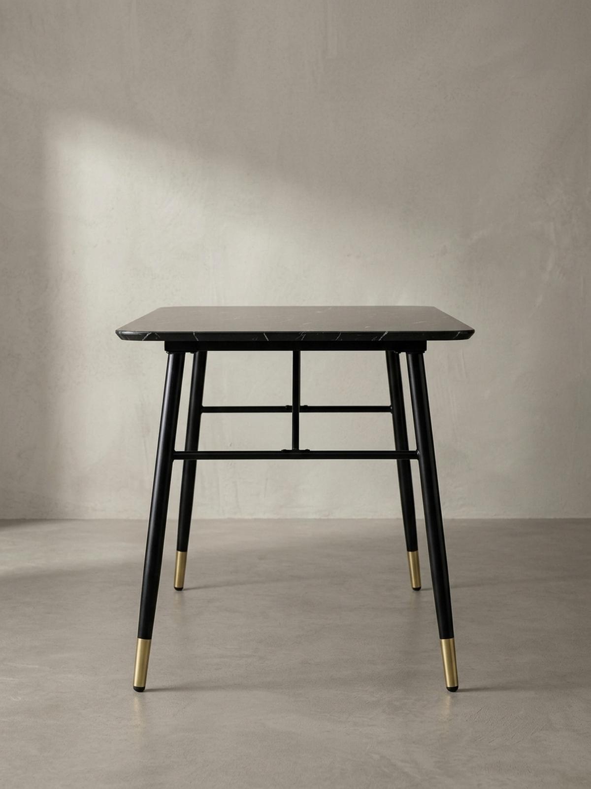 ESSTISCH Marmoroptik Metall Rechteckig Modern Klein, Schwarz 160x80x76 cm - Goldfarben/Schwarz, Holzwerkstoff/Metall (80/160/76cm) - KADIMA DESIGN