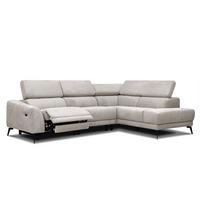 ECKSOFA LARS 5-Sitzer, 1 Relax, verstellbare Kopfstützen, beige - Beige/Schwarz, Holzwerkstoff/Textil (284/201cm) - Wozimo