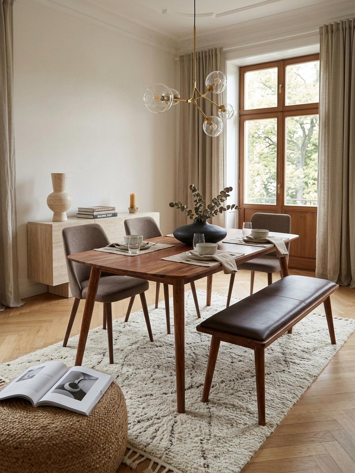 ESSZIMMERTISCH – Massivholz Braun abgerundete Ecken Landhausstil - Braun, Holz (60/120/77cm) - KADIMA DESIGN