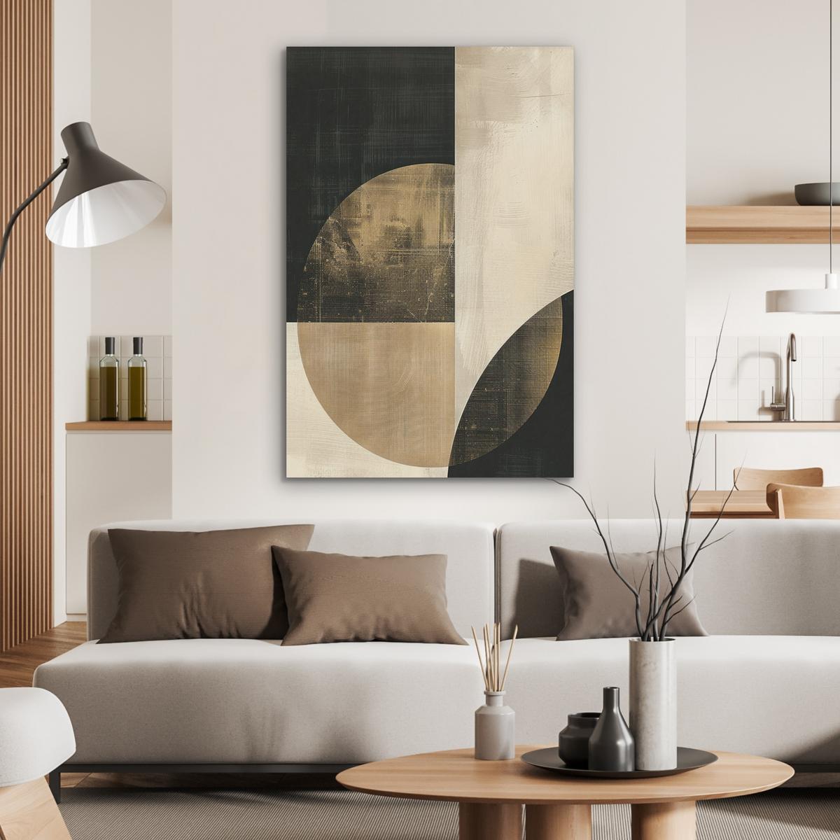 AKUSTIKBILD Abstrakt - Geometrische Formen - Schwarz - Gold Wanddeko 70x100 cm - Ecru, Kunststoff (70/100/0.9cm) - MuchoWow