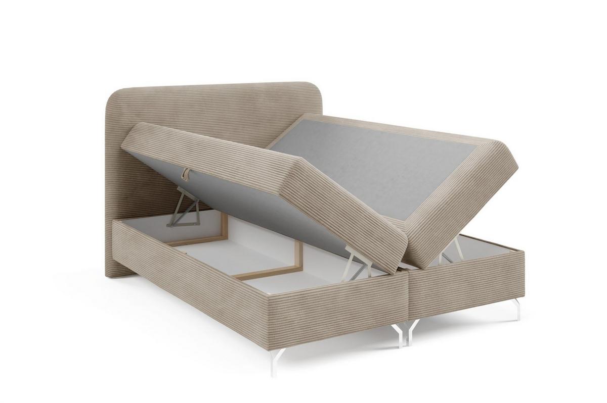 BOXBETT Emilio - Beige, Holzwerkstoff/Textil (180/200cm) - Fun Möbel