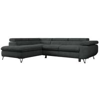 ECKSOFA PEDRO L Dunkelgrau Struktur - Links Seite - Dunkelgrau/Schwarz, Textil/Metall (208/273cm) - MKS