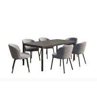 GARTEN-ESSGRUPPE INDUS 7ER SET Grau Keramik, Flachgewebe - Grau, Keramik - KAWOLA
