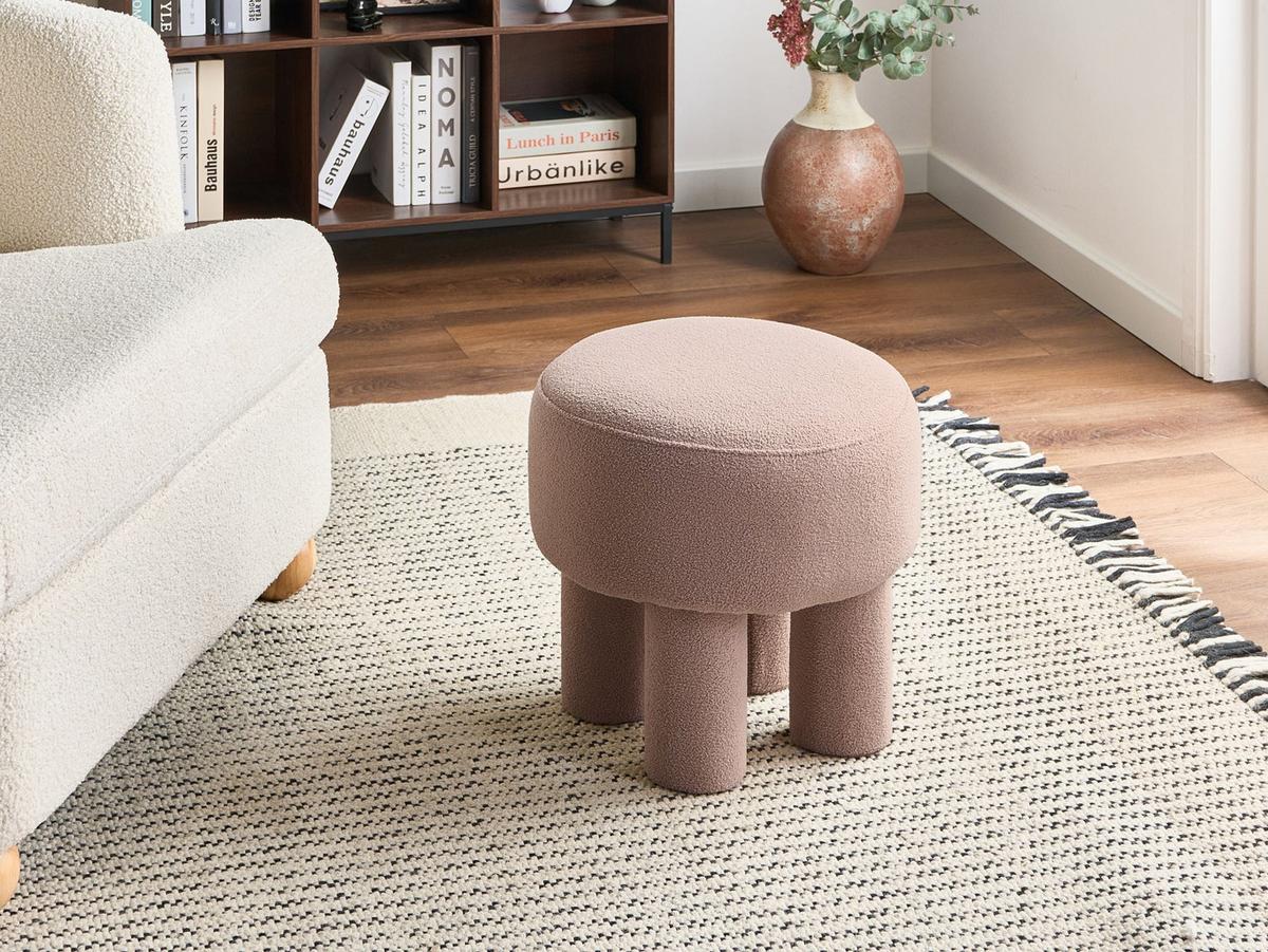 HOCKER Bouclé Beige Canby - Beige, Textil (43/38/43cm) - Beliani