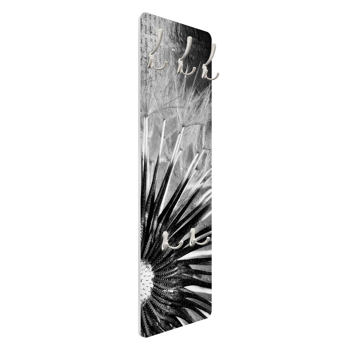 WANDGARDEROBE - Pusteblume Schwarz, Weiß 34/105 cm - Schwarz, Holzwerkstoff (34/105/1.6cm) - Bilderwelten