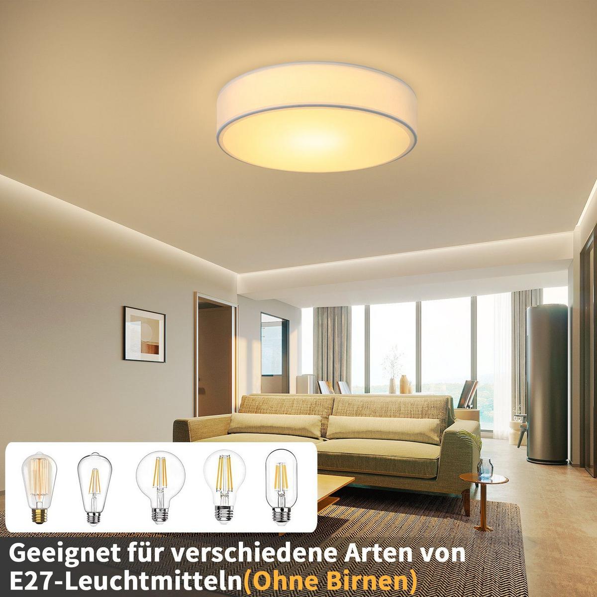 LED-DECKENLEUCHTE Booker 30/30/10 cm - Weiß, Textil (30/30/10cm) - Nettlife