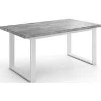 ESSTISCH Sana rechteckig ausziehbar, Grauer Beton 160/240/90/75 cm - Hellgrau/Weiß, Holzwerkstoff/Metall (90/240/75cm) - WFL GROUP