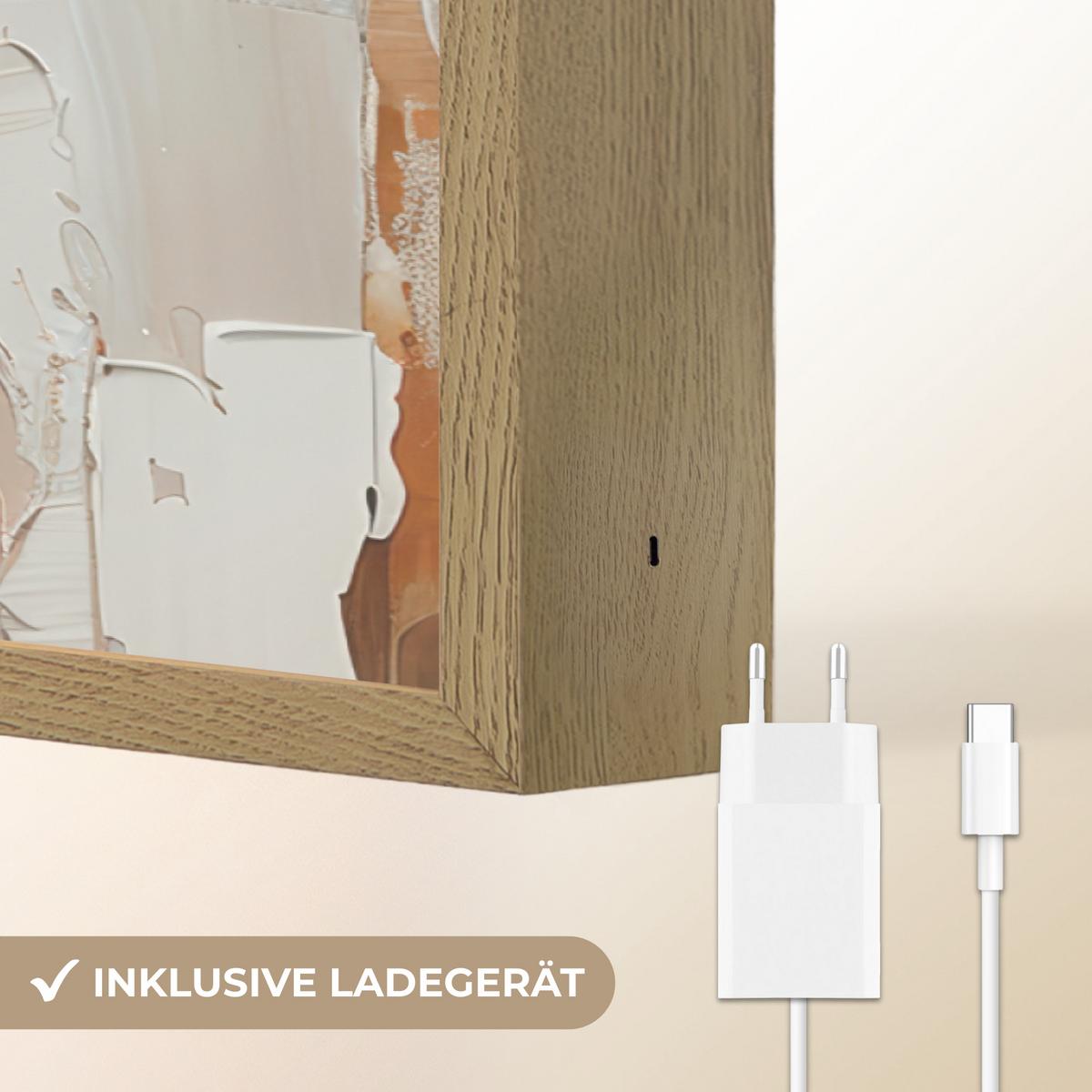 WANDLEUCHTE MIT AKKU Frau - Lackierung - Porträt - Modern 90x60 cm - Braun, Holzwerkstoff (90/60/8cm) - OnlyWow