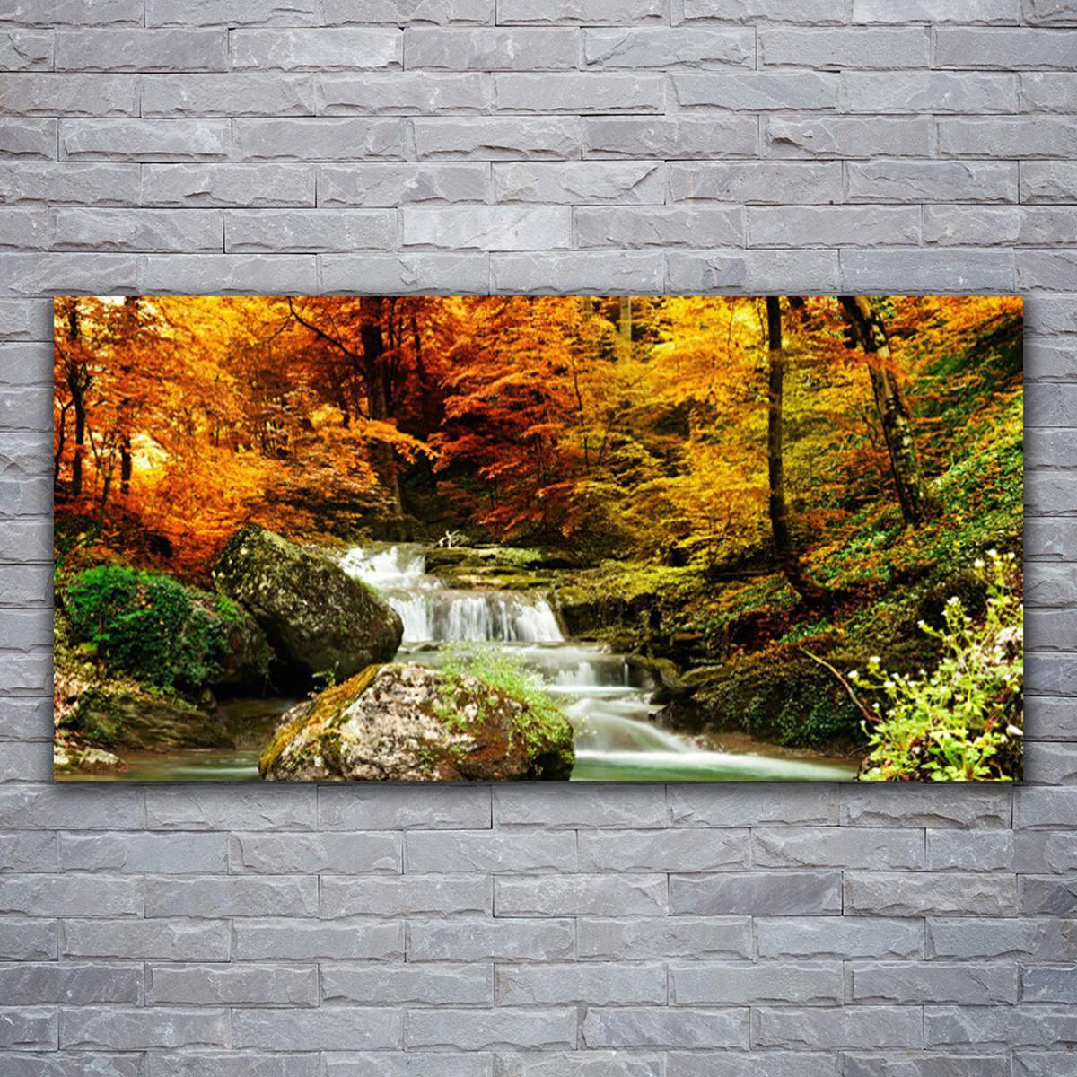 LEINWANDBILD 120x60 cm Herbstlandschaft - Dunkelgrün/Orange, Textil (120/4cm) - TULUP