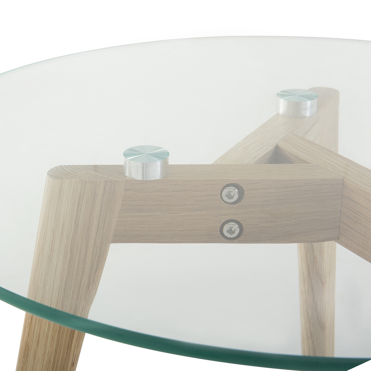 COUCHTISCH 2er-Set Rund Transparent, Hell Holz Missouri - Transparent, Glas (50/50/45cm) - Beliani