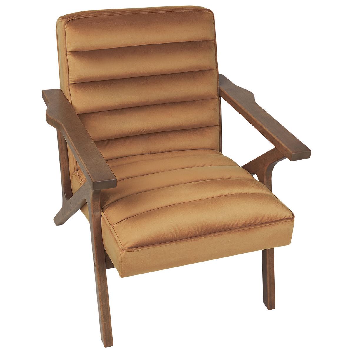 SESSEL Samtstoff Braun Kisa - Dunkelbraun/Braun, Textil (74/84/80cm) - Beliani
