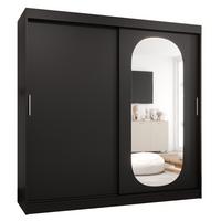 SCHIEBETÜRENSCHRANK mit Spiegel ROYAL 200/200/62 2-türig - Silberfarben/Schwarz, Holz (200/62/200cm) - MÖBEL KRYSPOL