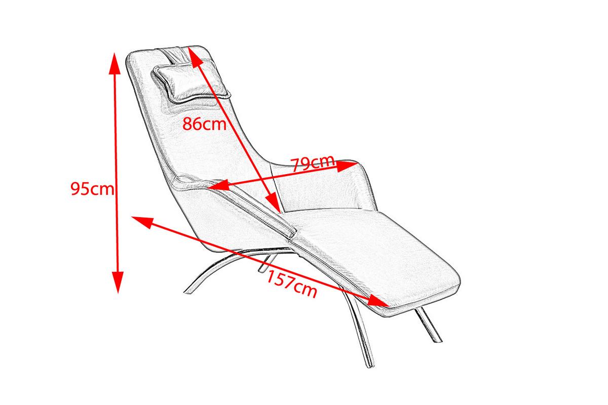 RELAXLIEGE CAVAL Grau Leder - Dunkelgrau/Silberfarben, Leder/Metall (79/95/157cm) - KAWOLA