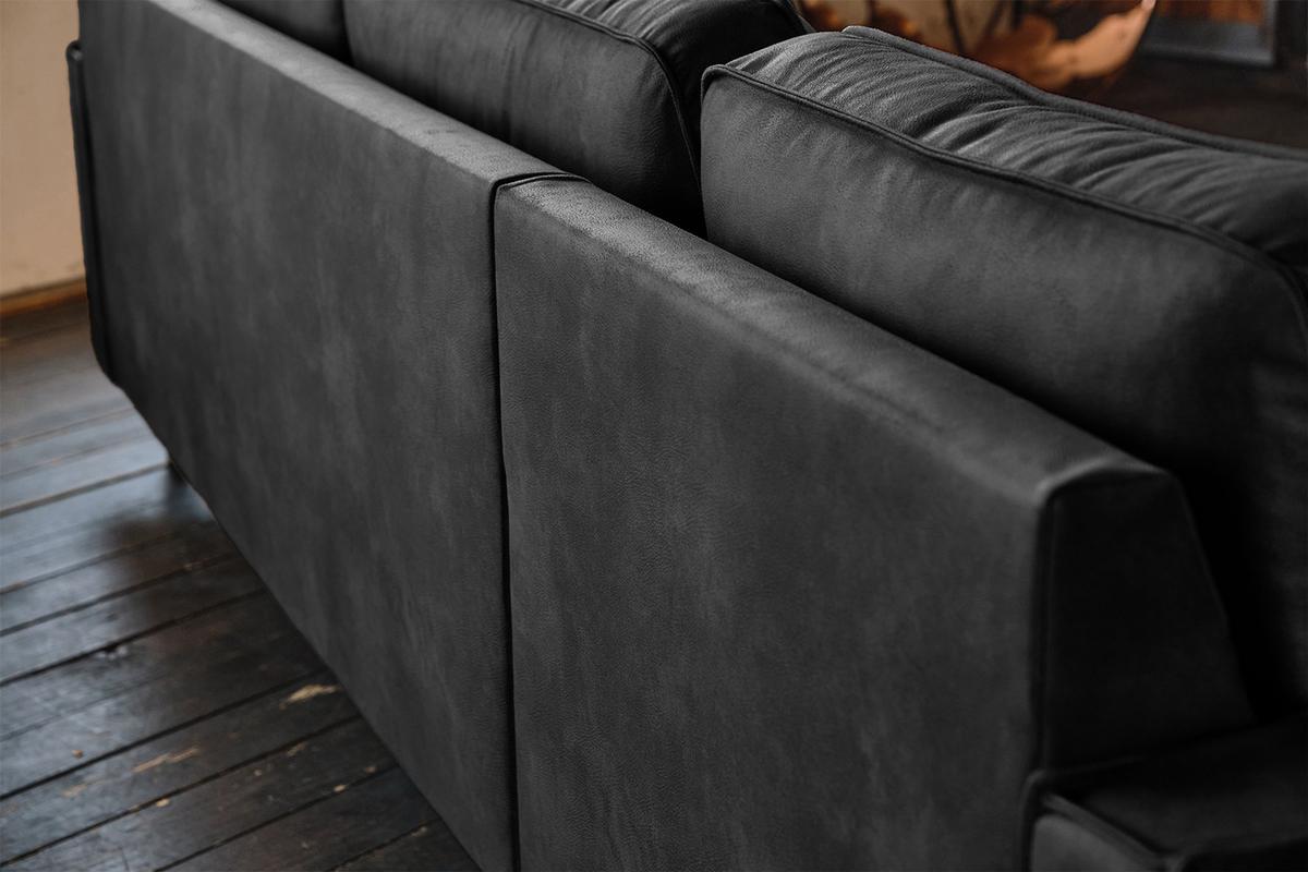 ECKSOFA VILNIUS Schwarz Lederfaserstoff - Schwarz, Leder/Metall (286/170cm) - KAWOLA
