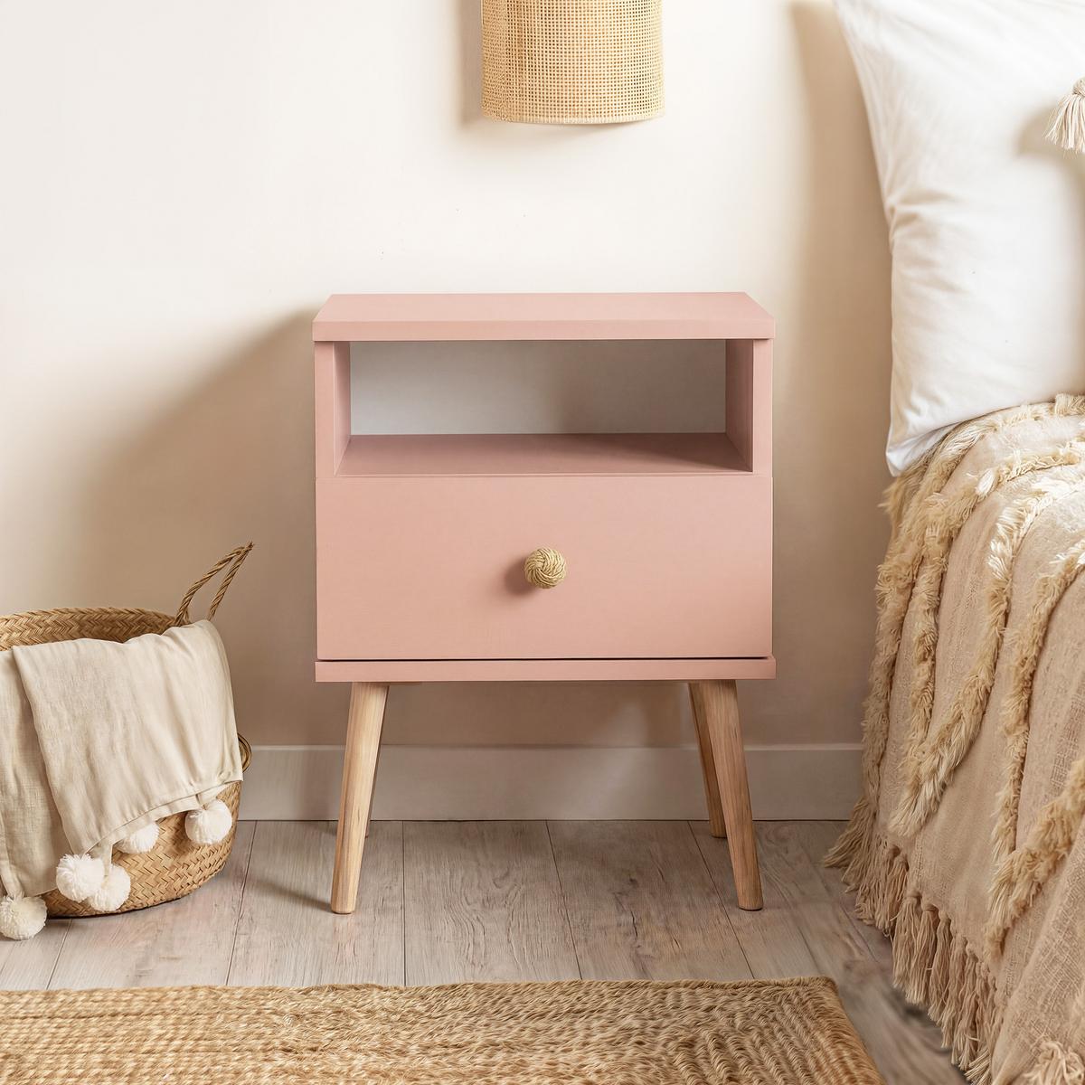NACHTSCHRANK VALERIO 44/31/56 cm Rosa - Rosa, Naturmaterialien/Holzwerkstoff (44/55.5/31cm) - Idohome