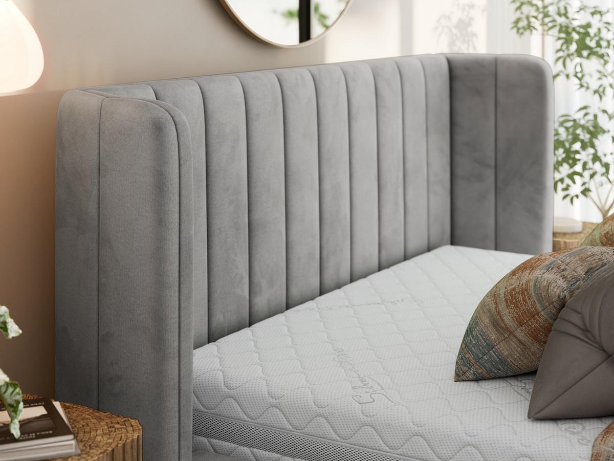 POLSTERBETT GOLETTA CLASSIC 180/200 - Hellgrau Velvet - Multipocket-Matratze - Hellgrau, Textil (180/200cm) - MKS