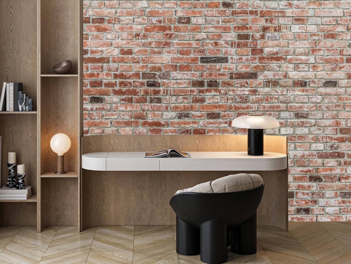FOTOTAPETE für Büro Ziegelmauer Wand Abstraktion 200x140 - Braun, Papier (200/140cm) - Muralo