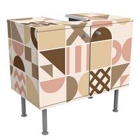 WASCHBECKENUNTERSCHRANK Fliesen Geometrische Formen Rosa und Beige 60/55/35 cm - Beige, Holzwerkstoff (60/55/35cm) - Bilderwelten