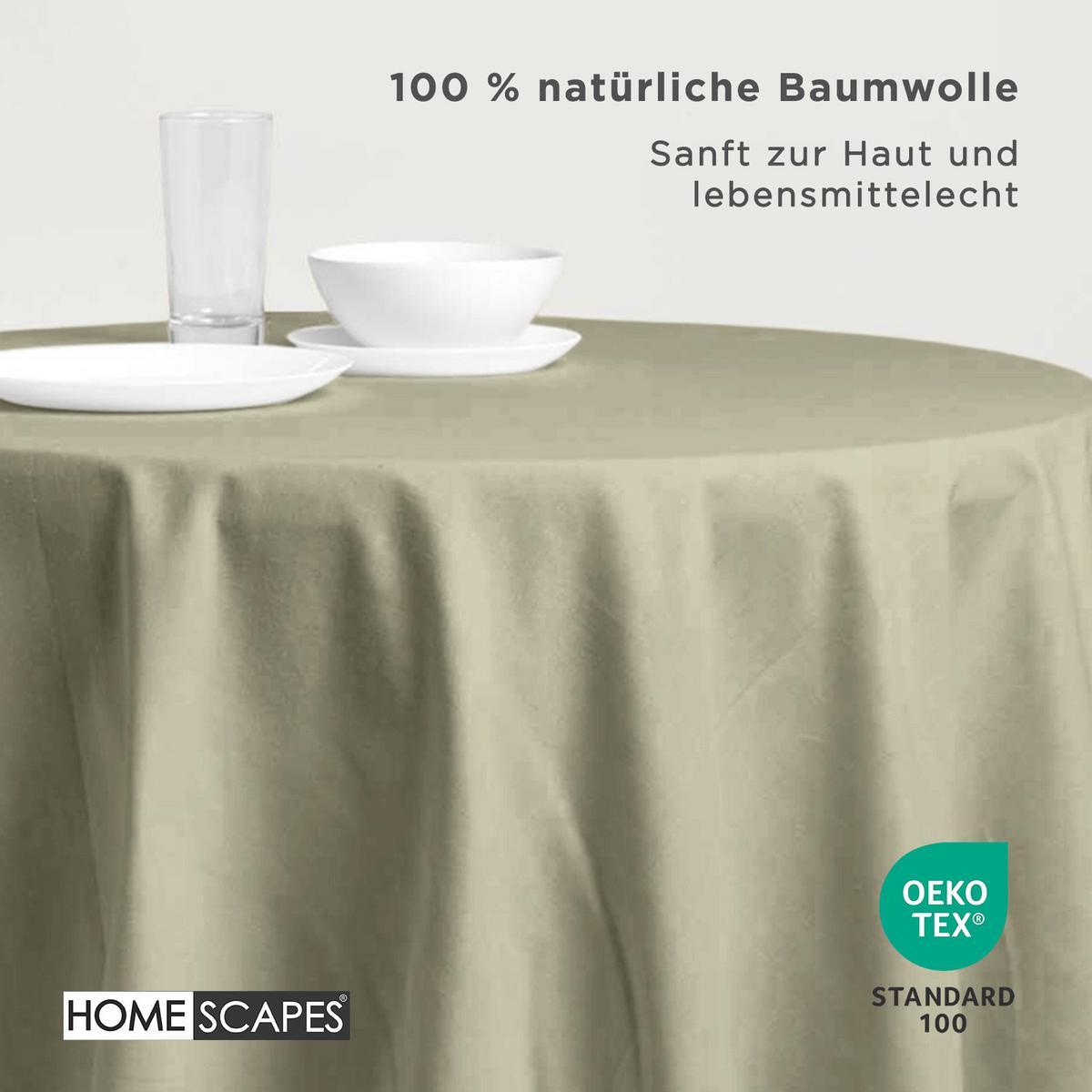 TISCHDECKE grau rund 178 cm, 100% Baumwolle - Grau, Textil (178/178cm) - Homescapes