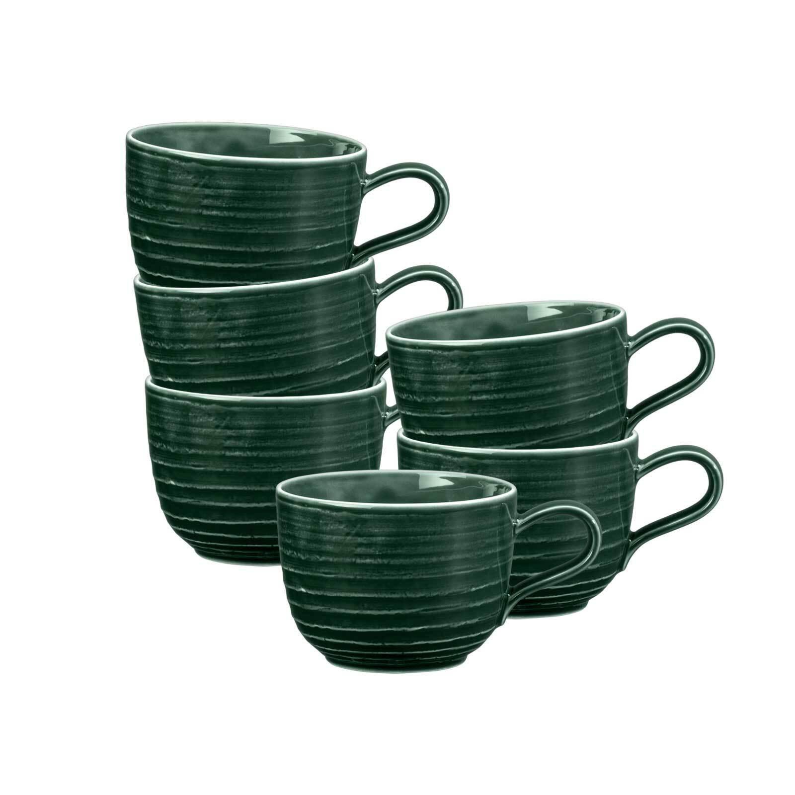 KAFFEETASSEN Terra Moosgrün 260 ml 6er Set - Dunkelgrün, Keramik (0.26L) - Seltmann Weiden